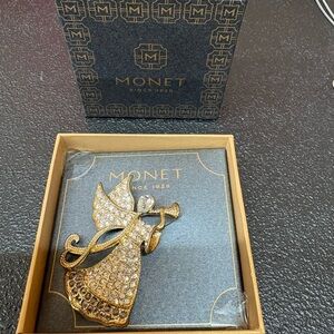 Vintage Monet angel brooch in box